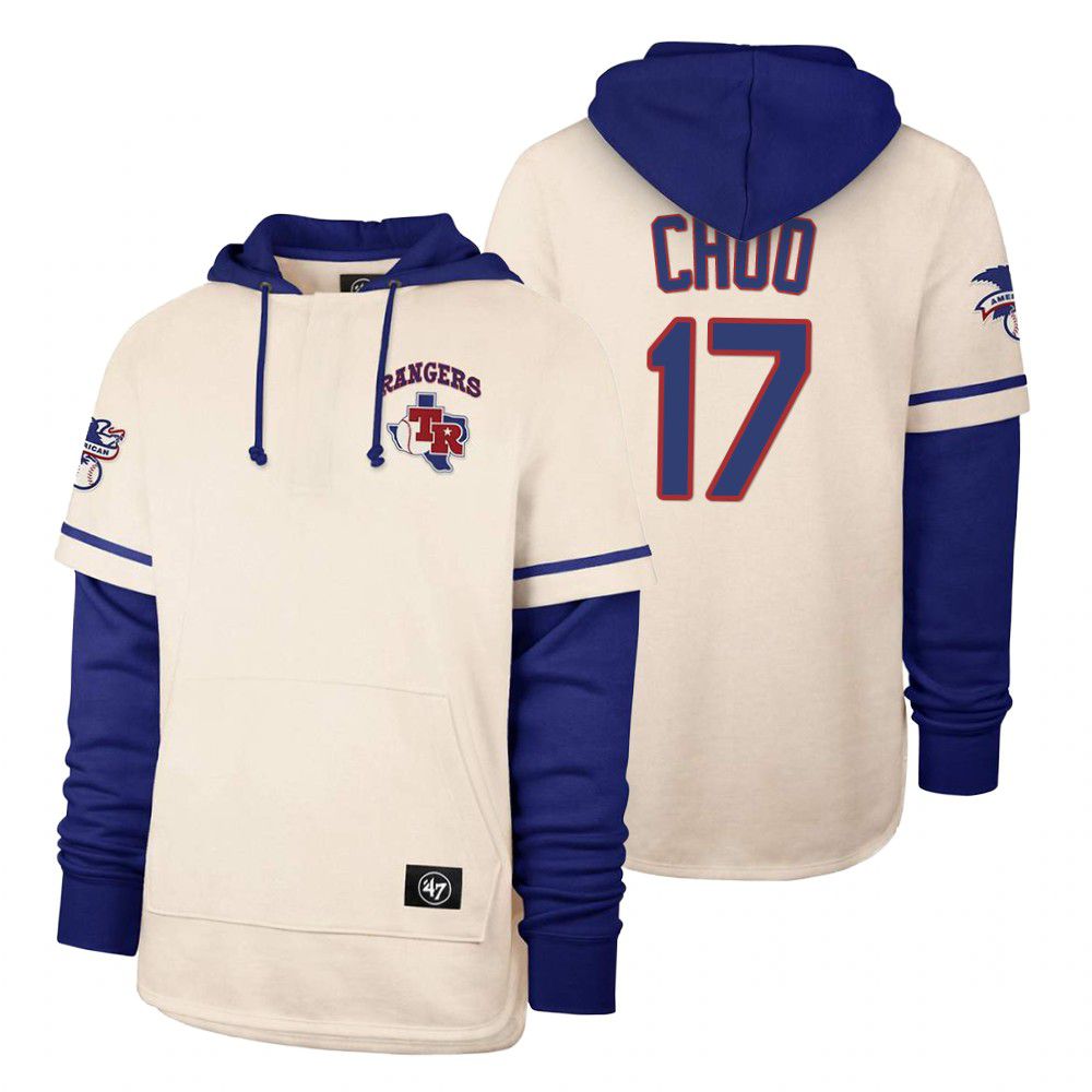 Men Texas Rangers #17 Choo Cream 2021 Pullover Hoodie MLB Jersey